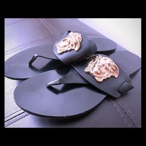Versace Palazzo Leather Thong Sandals